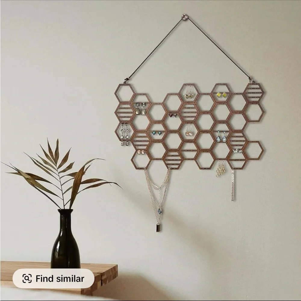 NIB Traditional Hexagonal Wooden Jewelry Organizer